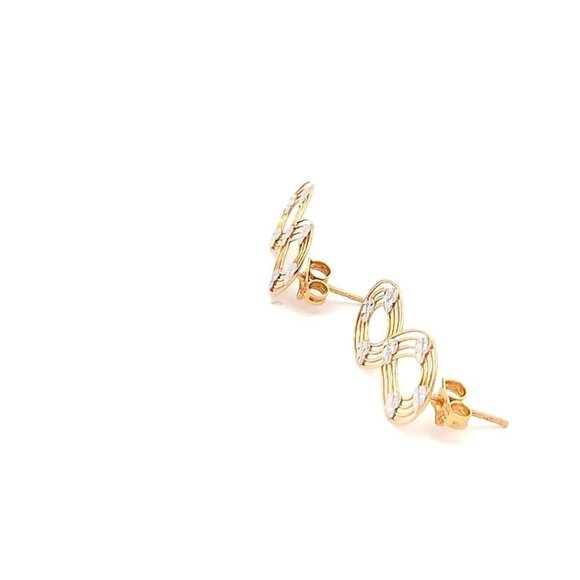 18K Gold Earrings Infinity Post White Yellow Gold 2.12 grams - Picture 6 of 13